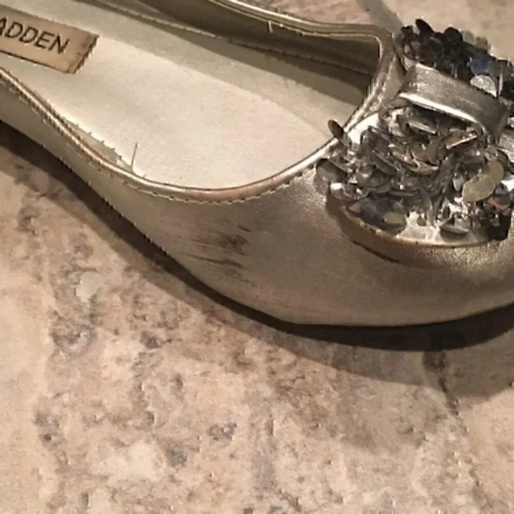 Steve Madden Girls size 13 silver sequin bow shoes